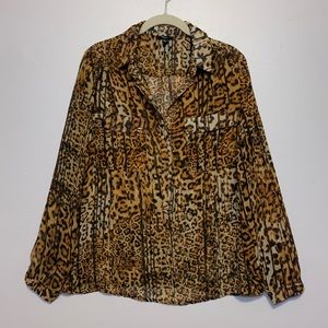 Milano Animal Print Button Down Blouse